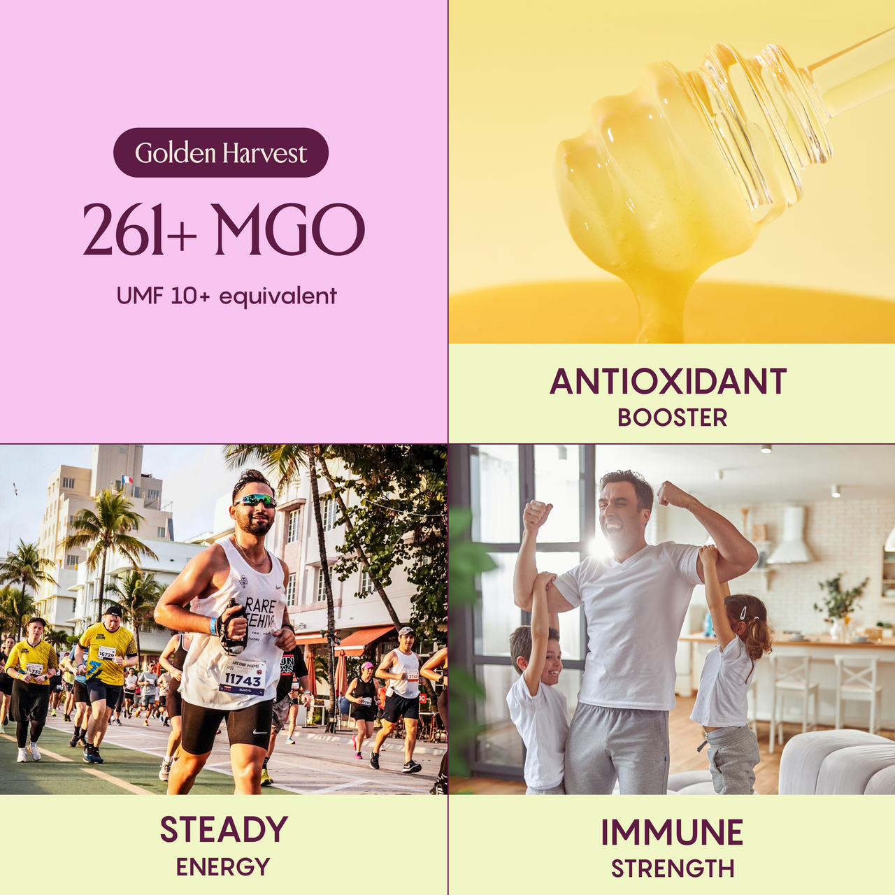 RARE BEEHIVE 261+ MGO Mānuka honey supporting energy and an active lifestyle.